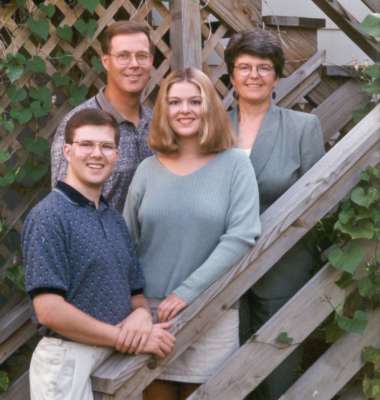 Me and my family on the steps behind our garage.