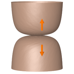 [A KK-monopole shown as a band around a vertical cylinder.
     It can slide up and down along the cylinder's axis.]
