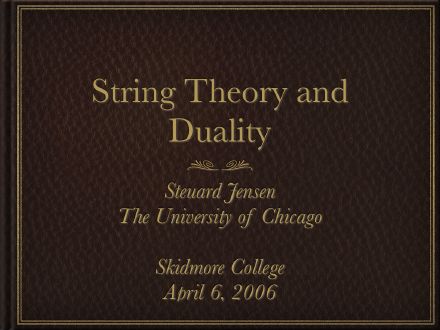 String Theory and Duality by Steuard Jensen