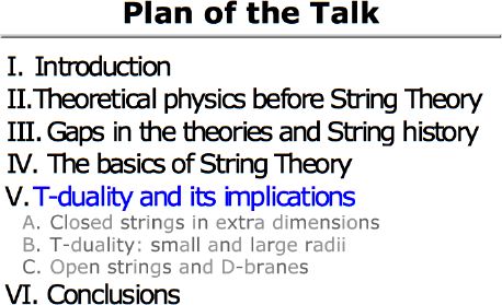 Plan of the Talk: T-duality and its implications